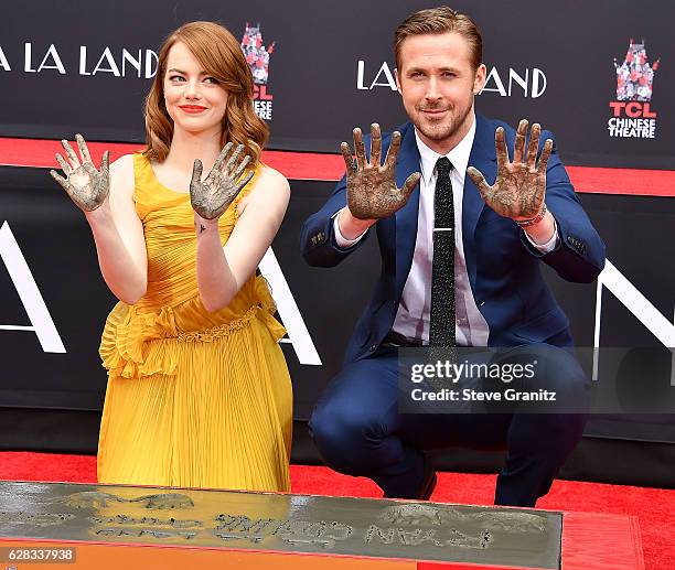 Ryan Gosling And Emma Stone Hand And Footprint Ceremony at TCL Chinese Theatre IMAX on December 7, 2016 in Hollywood, California.