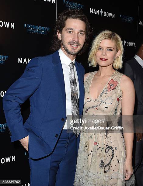 Actors Shia LaBeouf and Kate Mara attend the premiere of 'Man Down' at ArcLight Hollywood on November 30, 2016 in Hollywood, California.