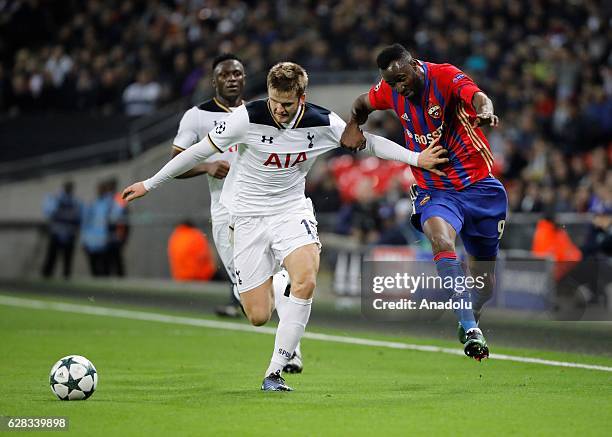 Tottenham Hotspurs Eric Dier vies with CSKA Moscow's Lacina Traore during the UEFA Champions League Group E match between Tottenham Hotspur and CSKA...