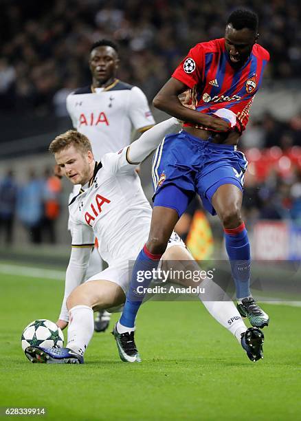 Tottenham Hotspurs Eric Dier vies with CSKA Moscow's Lacina Traore during the UEFA Champions League Group E match between Tottenham Hotspur and CSKA...