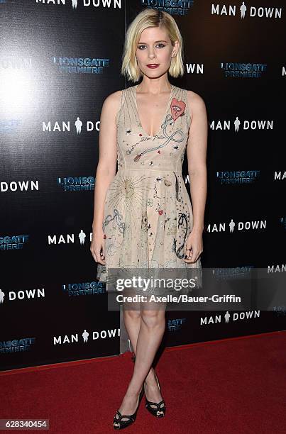 Actress Kate Mara attends the premiere of 'Man Down' at ArcLight Hollywood on November 30, 2016 in Hollywood, California.