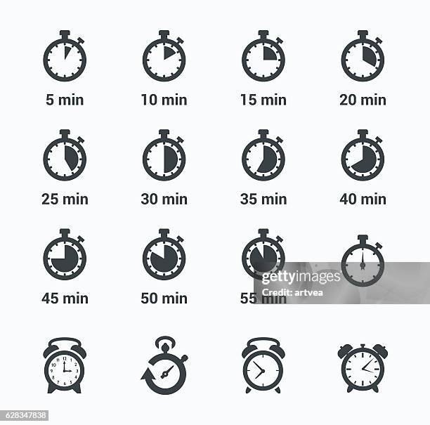 time clock icon set - instrument of time stock illustrations