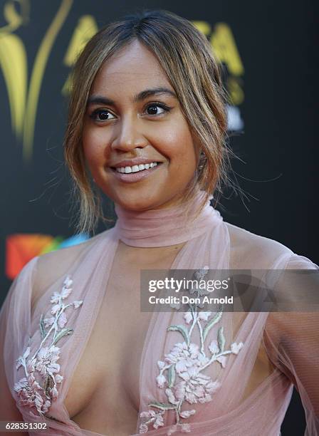 Jessica Mauboy arrives ahead of the 6th AACTA Awards at The Star on December 7, 2016 in Sydney, Australia.