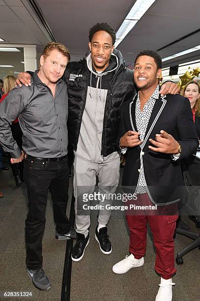 Actor Dash Mihok, Toronto Raptor DeMar DeRozan and Actor Pooch Hall attend the 32nd Anniversary of CIBC Miracle Day to help raise millions for kids...