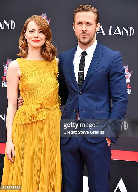 Ryan Gosling And Emma Stone Hand And Footprint Ceremony at TCL Chinese Theatre IMAX on December 7, 2016 in Hollywood, California.