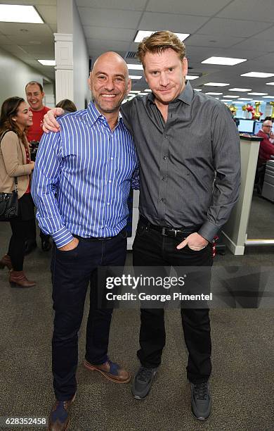 Host Leo Stakos and Actor Dash Mihok attends the 32nd Anniversary of CIBC Miracle Day to help raise millions for kids in need on December 7, 2016 in...