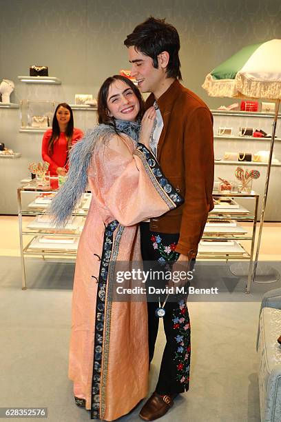 Thomas cohen and Zoe Bleu attend the Miu Miu Cocktail Party for the SS17 Collection at Miu Miu New Bond Street on December 7, 2016 in London, England.