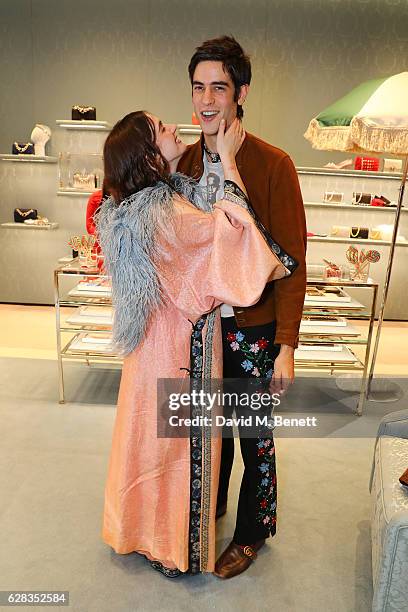 Thomas Cohen and Zoe Bleu attend the Miu Miu Cocktail Party for the SS17 Collection at Miu Miu New Bond Street on December 7, 2016 in London, England.