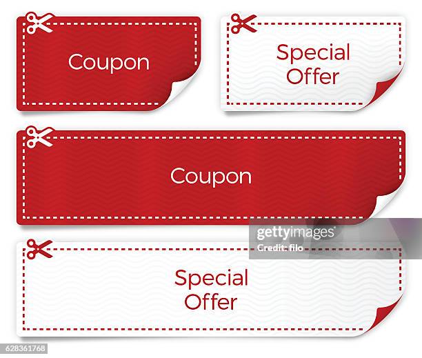 gutscheine und sonderangebotsvorlagen - coupon stock-grafiken, -clipart, -cartoons und -symbole