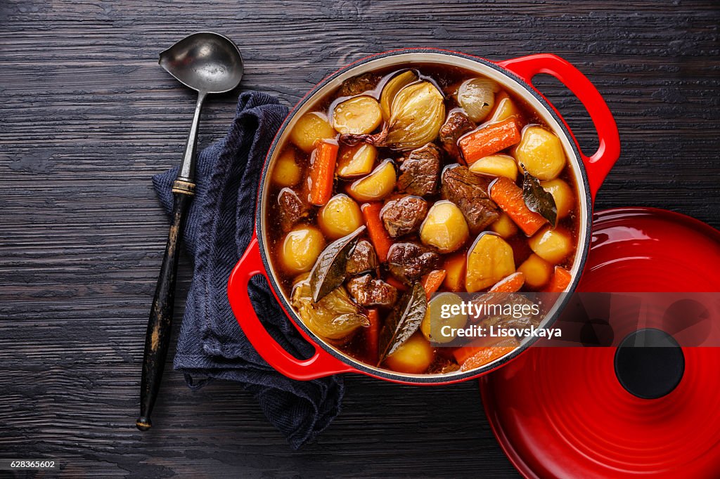 Beef meat stewed with potatoes