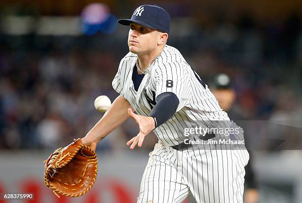 Chris Parmelee of the New York Yankees in action against the Los Angeles Angels at Yankee Stadium on June 8, 2016 in the Bronx borough of New York...
