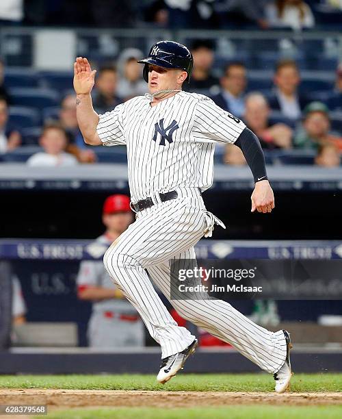 Chris Parmelee of the New York Yankees in action against the Los Angeles Angels at Yankee Stadium on June 8, 2016 in the Bronx borough of New York...