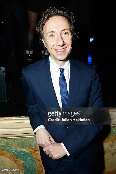 French TV Presenter Stephane Bern attends the Nikos Aliagas Wax Work Unveiling at Musee Grevin In Paris at Musee Grevin on December 7, 2016 in Paris,...