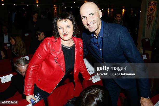 French humorist Anne Roumanoff and french humorist Nicolas Canteloup attend the Nikos Aliagas Wax Work Unveiling at Musee Grevin In Paris at Musee...