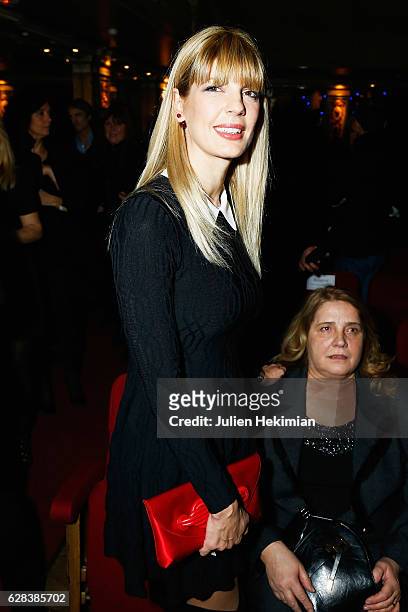 Nikos Aliagas companion Tina Grigoriou attends the Nikos Aliagas Wax Work Unveiling at Musee Grevin In Paris at Musee Grevin on December 7, 2016 in...