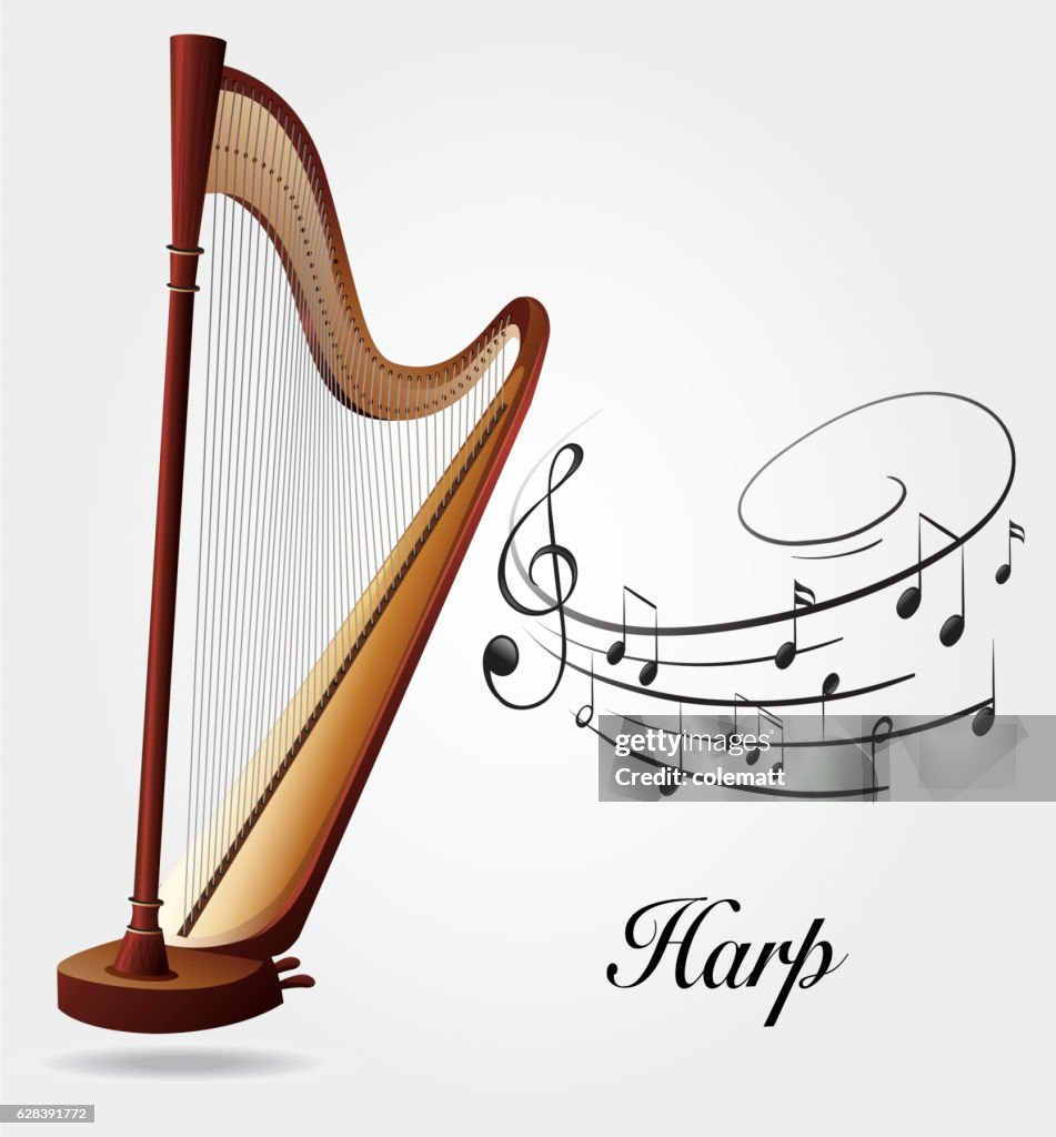 Harp Graphical Harp And Music Notes High-Res Vector Graphic - Getty Images