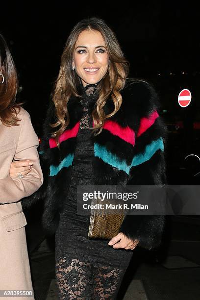 Elizabeth Hurley at the Ivy restaurant for an intimate Kylie Minogue performnce on December 7, 2016 in London, England.