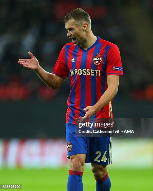 Vasili Berezutski of CSKA Moscow during the UEFA Champions League match between Tottenham Hotspur FC and PFC CSKA Moskva at Wembley Stadium on...