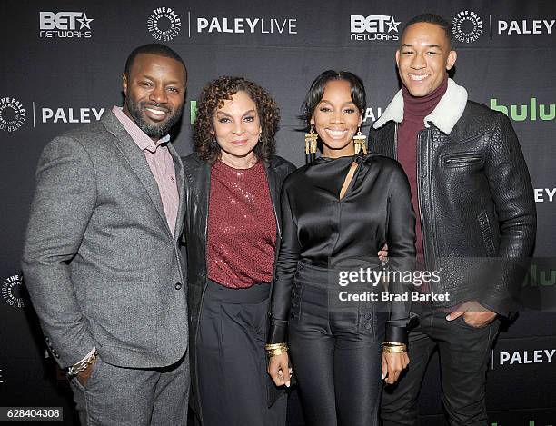 Rob Hardy, Jasmine Guy, Anika Noni Rose and Peyton Alex Smith attend BET's "The Quad" Paley Center For Media World Premiere at The Paley Center for...