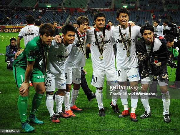 Mitsuo Ogasawara of Kashima Antlers look on after winning the J.League Championship Final second leg match between Urawa Red Diamonds and Kashima...