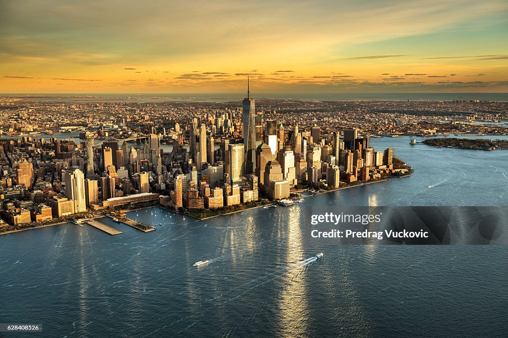 Hochwinkelansicht der Insel Manhattan