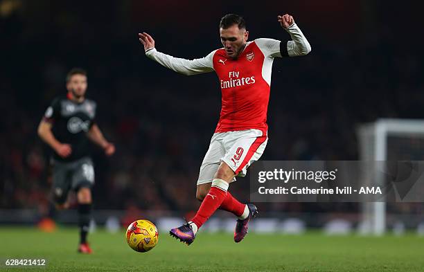 Lucas Perez of Arsenal during the EFL Quarter Final Cup match between Arsenal and Southampton at Emirates Stadium on November 30, 2016 in London,...