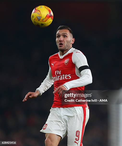 Lucas Perez of Arsenal during the EFL Quarter Final Cup match between Arsenal and Southampton at Emirates Stadium on November 30, 2016 in London,...