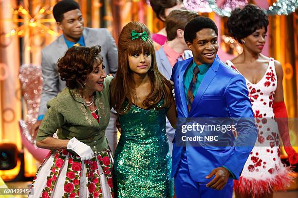 Pictured: Andrea Martin as Prudy Pingleton, Ariana Grande as Penny Pingleton, Ephraim Sykes as Seaweed J. Stubbs --