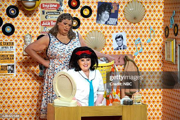 Pictured: Harvey Fierstein as Edna Turnblad, Maddie Baillio as Tracy Turnblad --