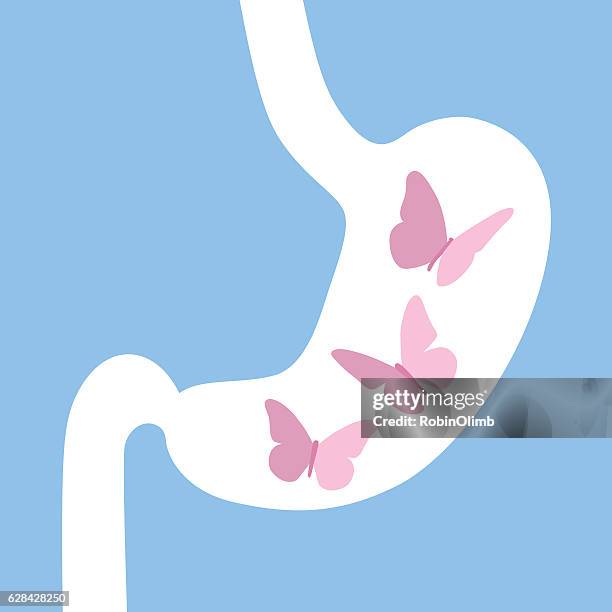 butterflies in stomach icon - belly stock illustrations