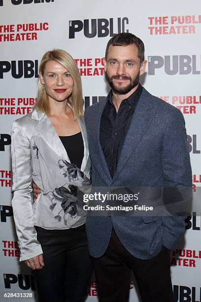 Claire Danes and Hugh Dancy attend "Tiny Beautiful Things" Opening Night Celebration at The Public Theater on December 7, 2016 in New York City.