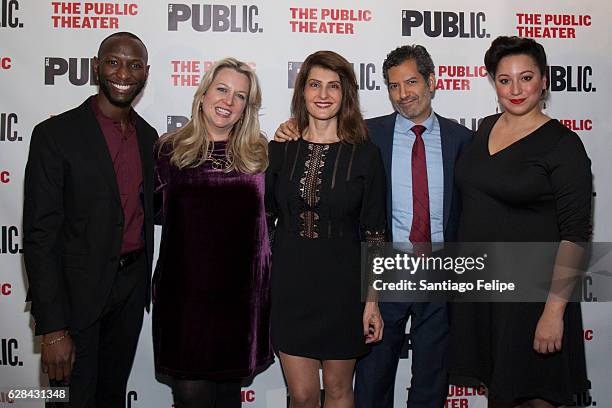 Phillip James Brannon, Cheryl Strayed, Nia Vardalos, Alfredo Narciso and Natalie Woolams-Torres attend "Tiny Beautiful Things" Opening Night...