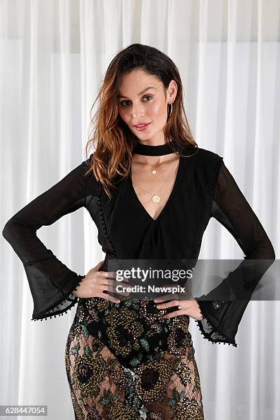 Model Nicole Trunfio poses during a photo shoot in Sydney, New South Wales.