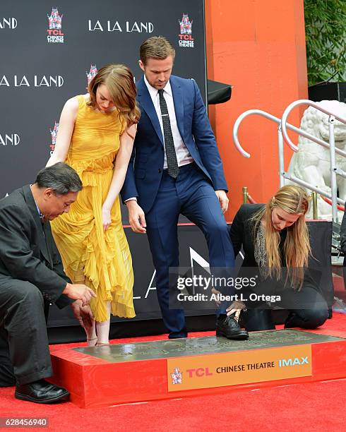 Ryan Gosling And Emma Stone Hand And Footprint Ceremony held at TCL Chinese Theatre IMAX on December 7, 2016 in Hollywood, California.