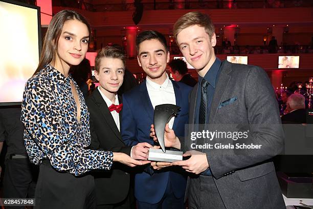 Luise Befort, Nick Julius Schuck,Ivo Kortland and Timur Bartels with award , Club der roten Baender , during the 10th Audi Generation Award 2016 at...