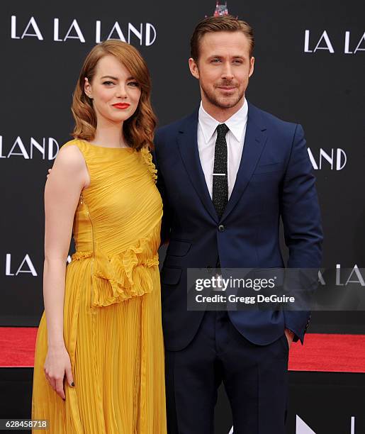 Actors Emma Stone and Ryan Gosling are honored with a Hand and Footprint Ceremony at TCL Chinese Theatre IMAX on behalf of Lionsgate's LA LA LAND on...
