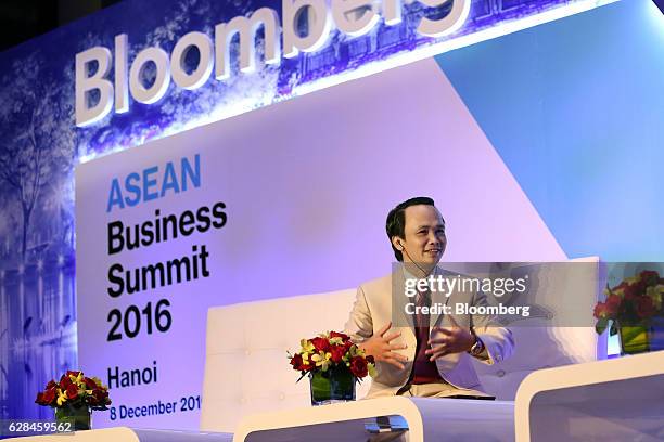 Billionaire Trinh Van Quyet, chairman of FLC Group JSC, speaks during the Bloomberg Asean Business Summit in Hanoi, Vietnam, on Thursday, Dec. 8,...