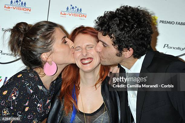 Francesca Valtorta, Francesca Marino and Fabrizio Colica attend the Fabrique Du Cinema Awards In Rome on December 7, 2016 in Rome, Italy.