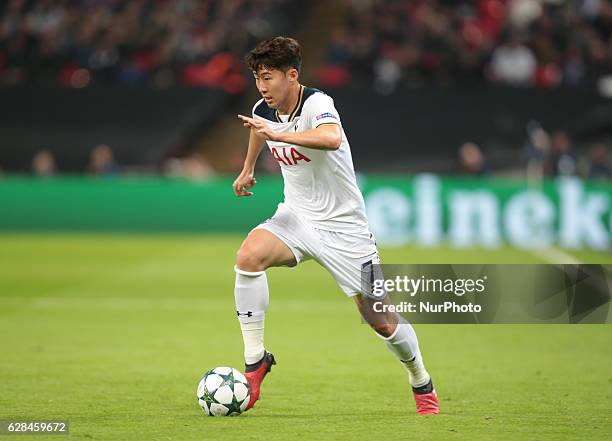 Tottenham Hotspur's Son Heung-Min during UEFA Champions League - Group E match between Tottenham Hotspur and CSKA Moscow at Wembley stadium 07 Dec...