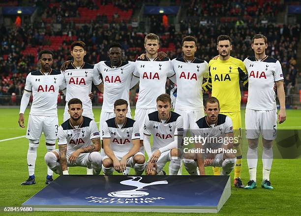 Tottenham Hotspur's Team during UEFA Champions League - Group E match between Tottenham Hotspur and CSKA Moscow at Wembley stadium 07 Dec 2016