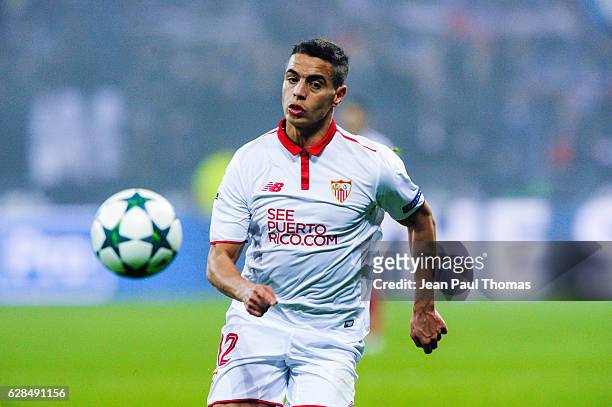 Wissam BEN YEDDER of Seville during the Champions League match between Lyon and Sevilla at Stade des Lumieres on December 7, 2016 in...