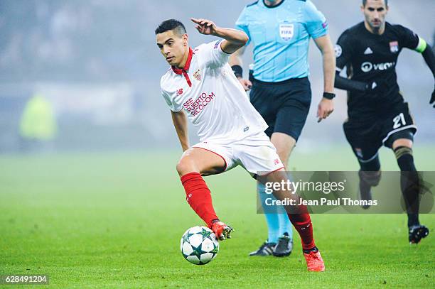 Wissam BEN YEDDER of Seville during the Champions League match between Lyon and Sevilla at Stade des Lumieres on December 7, 2016 in...