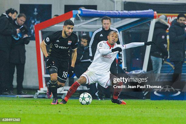 Nabil FEKIR of Lyon during the Champions League match between Lyon and Sevilla at Stade des Lumieres on December 7, 2016 in Decines-Charpieu, France.