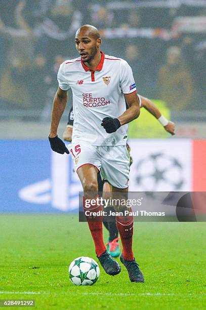 Steven NZONZI of Seville during the Champions League match between Lyon and Sevilla at Stade des Lumieres on December 7, 2016 in Decines-Charpieu,...