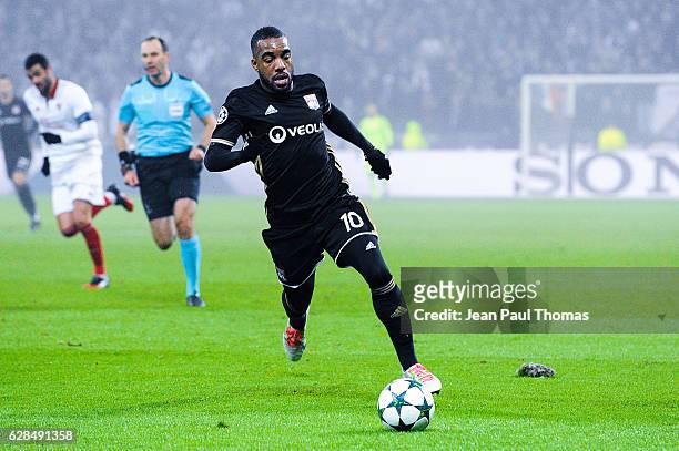 Alexandre LACAZETTE of Lyon during the Champions League match between Lyon and Sevilla at Stade des Lumieres on December 7, 2016 in Decines-Charpieu,...