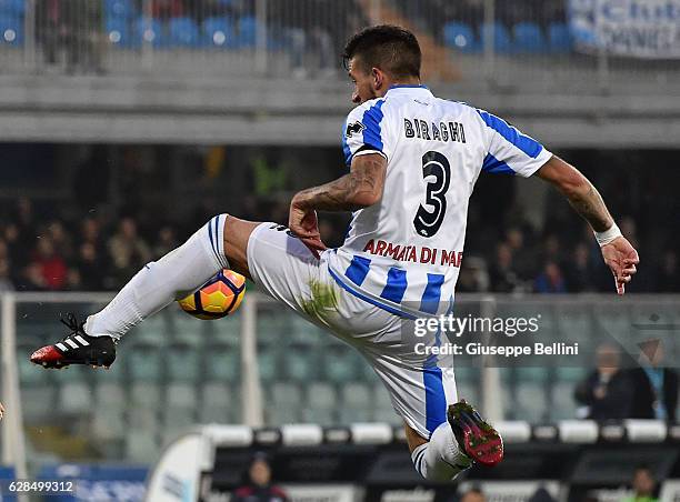 Cristiano Biraghi of Pescara Calcio in action during the Serie A match between Pescara Calcio and Cagliari Calcio at Adriatico Stadium on December 4,...