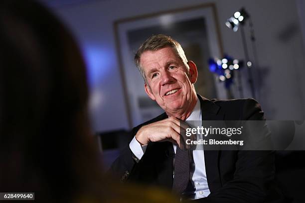 Fritz Joussen, chief executive officer of Tui AG, reacts during a Bloomberg Television interview in London, U.K., on Thursday, Dec. 8, 2016. British...