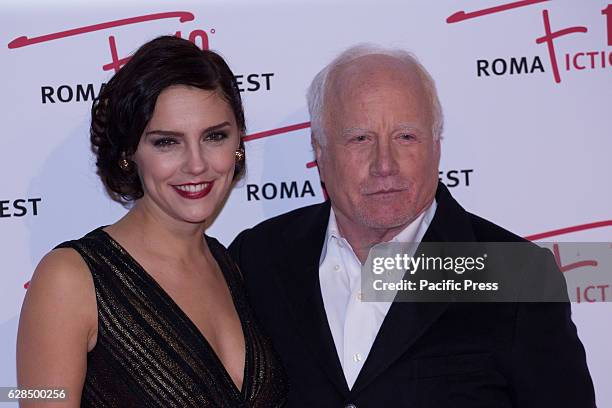 American actor Richard Dreyfuss and English actress Annabel Scholey arrive on the red carpet at the opening ceremony of the 2016 Rome Fiction Fest.