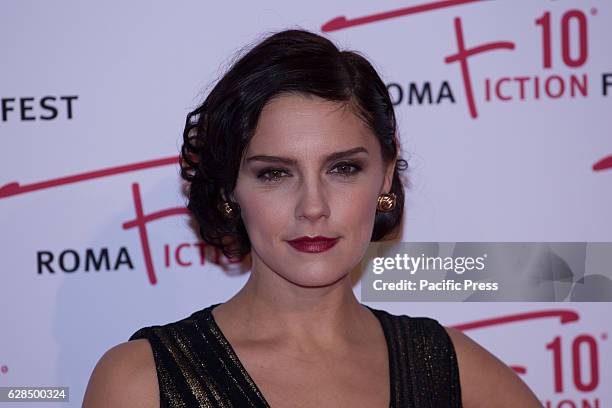 English actress Annabel Scholey arrives on the red carpet at the opening ceremony of the 2016 Rome Fiction Fest.