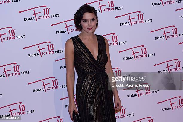 English actress Annabel Scholey arrives on the red carpet at the opening ceremony of the 2016 Rome Fiction Fest.